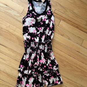 PixieLane Girls Black White Pink Splatter Sleeveless Dress Size 8